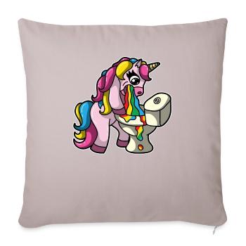 Einhorn kotzt Regenbogen Einhornkotze Geschenk - Sofakissenbezug 45 x 45 cm - helles Taupe - Vorne