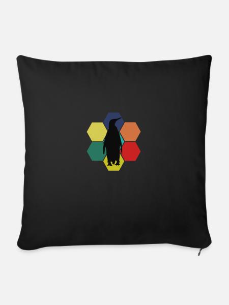 Pinguin Seevogel Südpol - Sofakissenbezug 45 x 45 cm - Schwarz