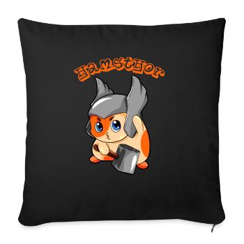 Hamsthor Hamster Thor le dieu nordique doux bande dessinée - Housse de coussin décorative 45 x 45 cm - noir - Devant