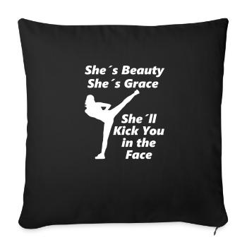 Kickboxing est ce que les femmes kickbox filles - Housse de coussin décorative 45 x 45 cm - noir - Devant