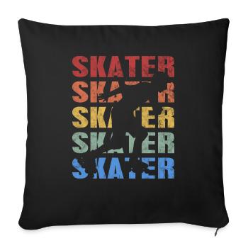Vintage Retro Style Inline Skater Roller Skates - Sofa pillowcase 17,3'' x 17,3'' (45 x 45 cm) - black - Front