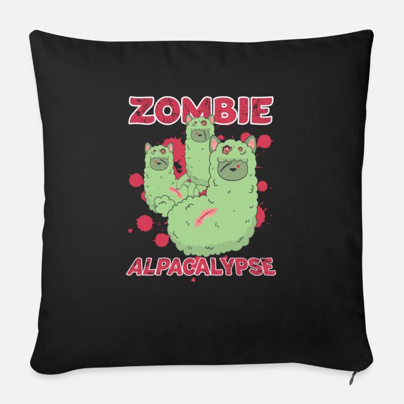 Zombie Alpacalypse Halloween gruselig Apokalypse - Sofakissenbezug 45 x 45 cm - Schwarz