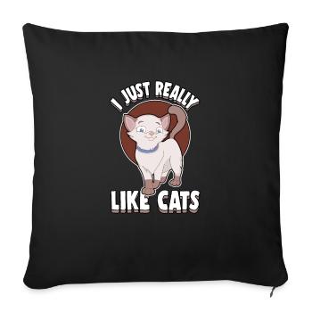 Idée cadeau de miaule gueule de bois - Housse de coussin décorative 45 x 45 cm - noir - Devant