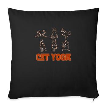 Cat yoga - Sofa pillowcase 17,3'' x 17,3'' (45 x 45 cm) - black - Front