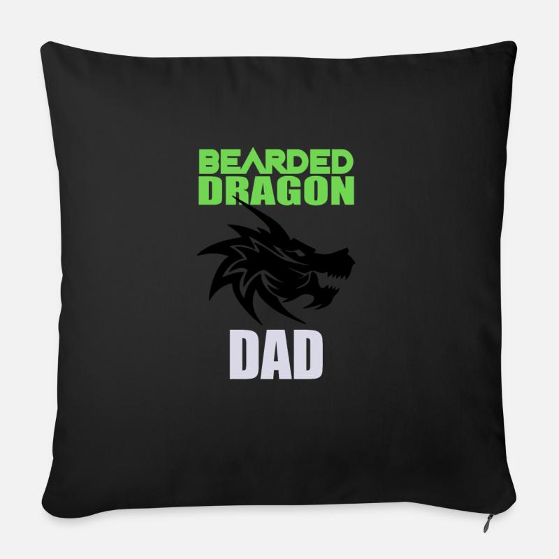 Papa dragon barbu - Housse de coussin décorative 45 x 45 cm - noir