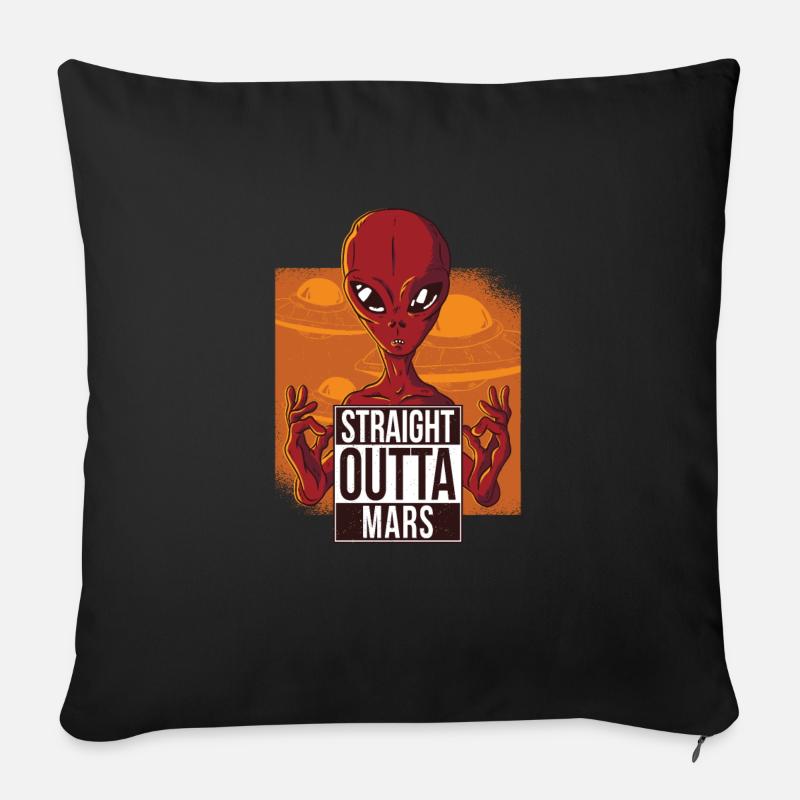 straight outta mars, alien, saying - Sofa pillowcase 17,3'' x 17,3'' (45 x 45 cm) - black