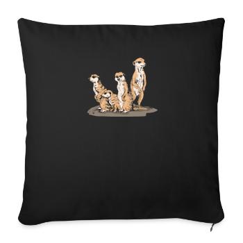 Erdmännchen Süße Tierkinder Zoo Tierliebhaber - Sofakissenbezug 45 x 45 cm - Schwarz - Vorne