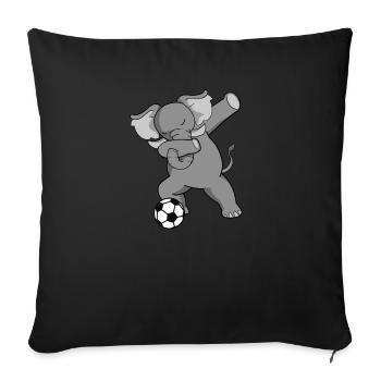 Elephant playing soccer - Sofa pillowcase 17,3'' x 17,3'' (45 x 45 cm) - black - Front