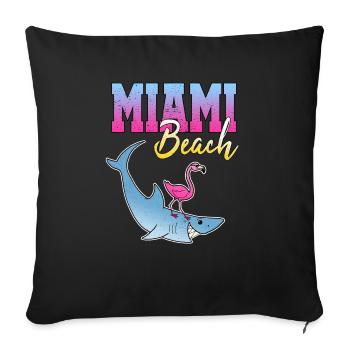Miami Beach Hai Flamingo beach holiday gift - Sofa pillowcase 17,3'' x 17,3'' (45 x 45 cm) - black - Front