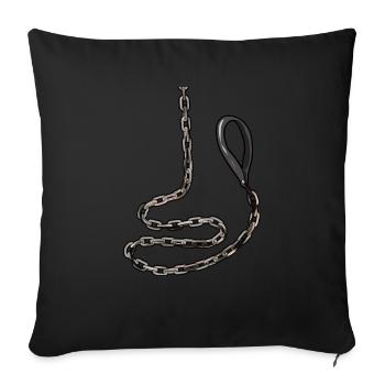 Necklace collar submissive O-ring leash slave sub - Sofa pillowcase 17,3'' x 17,3'' (45 x 45 cm) - black - Front