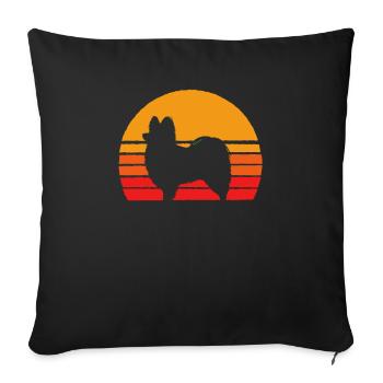Papillon Sunset - Retro Dog Tshirts - Sofa pillowcase 17,3'' x 17,3'' (45 x 45 cm) - black - Front