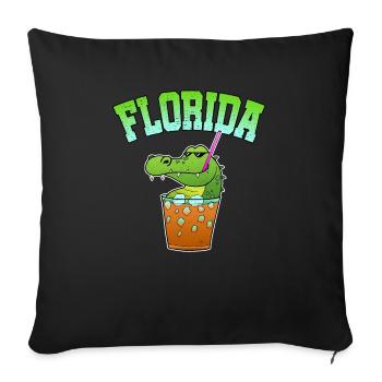 Florida Alligaor Crocodile Cocktail Alcohol Vacation - Sofa pillowcase 17,3'' x 17,3'' (45 x 45 cm) - black - Front