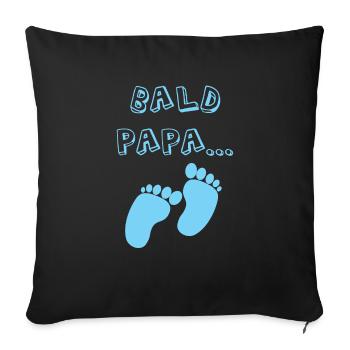 Chauve papa bébé naissance garçon grossesse père - Housse de coussin décorative 45 x 45 cm - noir - Devant