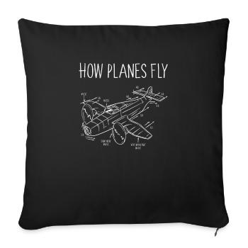 Comment les avions volent - Housse de coussin décorative 45 x 45 cm - noir - Devant
