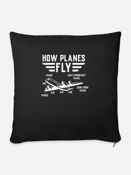 Wie Flugzeuge fliegen - Pudebetræk 45 x 45 cm - sort