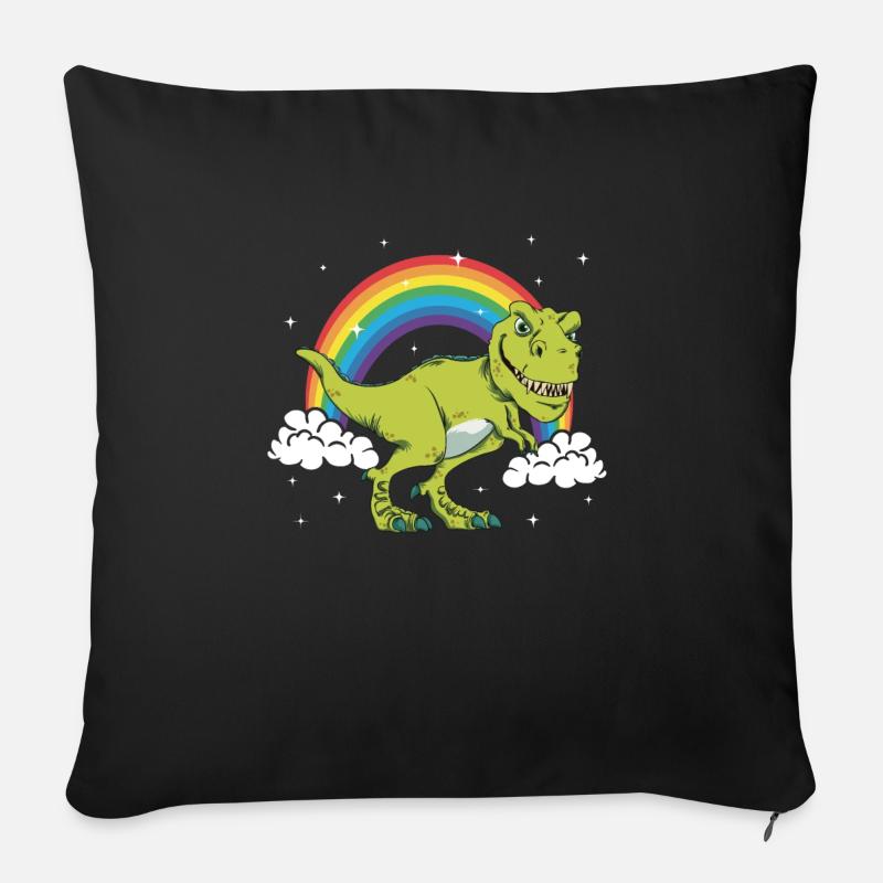 T-Rex Tyrannosaurus Rex Dinosaurier Regenbogen - Sofakissenbezug 45 x 45 cm - Schwarz