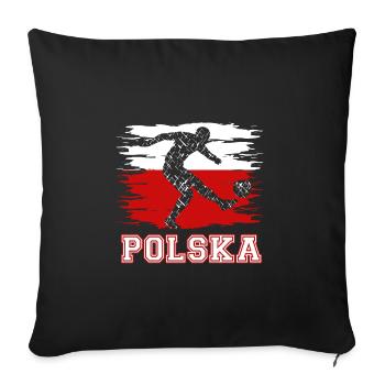 Cadeau de pays Polska football - Housse de coussin décorative 45 x 45 cm - noir - Devant
