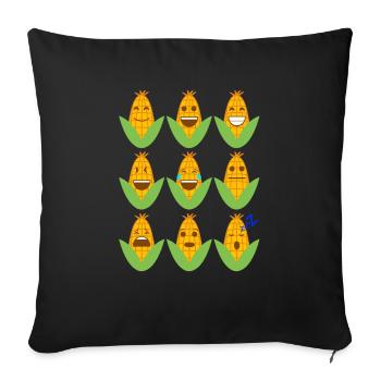 Corn Emojis - Sofa pillowcase 17,3'' x 17,3'' (45 x 45 cm) - black - Front