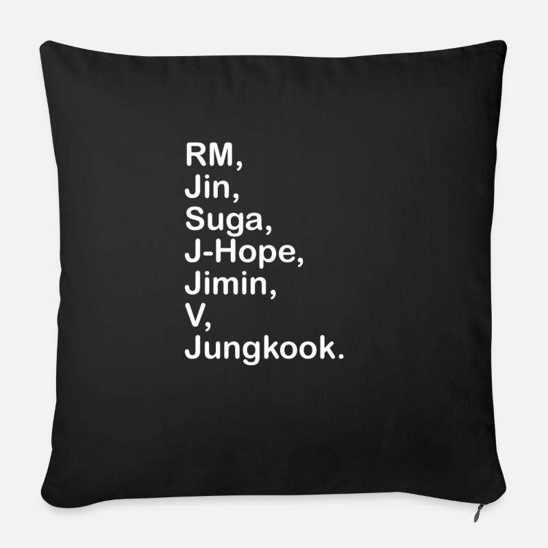 Koreanischer Pop BTS Namen Geschenk - Sofakissenbezug 45 x 45 cm - Schwarz