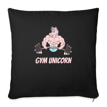 Einhorn Training Workout Krafttraining Gym Unicorn - Sofakissenbezug 45 x 45 cm - Schwarz - Vorne
