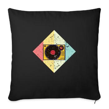 Turntable Oldschool - Sofa pillowcase 17,3'' x 17,3'' (45 x 45 cm) - black - Front