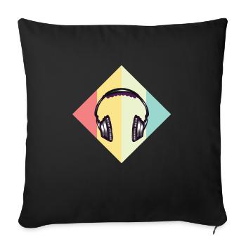 headphone - Sofa pillowcase 17,3'' x 17,3'' (45 x 45 cm) - black - Front