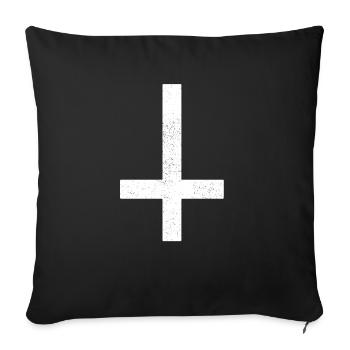 Fausse croix Satan diable Christ Halloween - Housse de coussin décorative 45 x 45 cm - noir - Devant