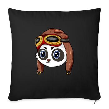 Panda Pilot Aviator Cap - Sofa pillowcase 17,3'' x 17,3'' (45 x 45 cm) - black - Front