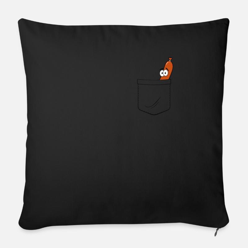 Wurst Brusttasche Bratwurst Fake Pocket Geschenk - Sofakissenbezug 45 x 45 cm - Schwarz