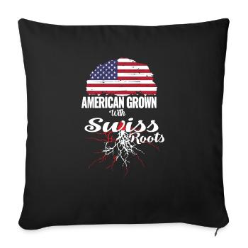 Américain - racines suisses - Housse de coussin décorative 45 x 45 cm - noir - Devant