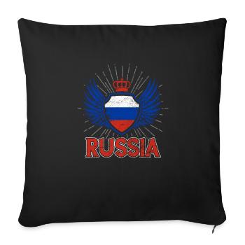 Idée de cadeau d'armoiries d'aile de Russie - Housse de coussin décorative 45 x 45 cm - noir - Devant
