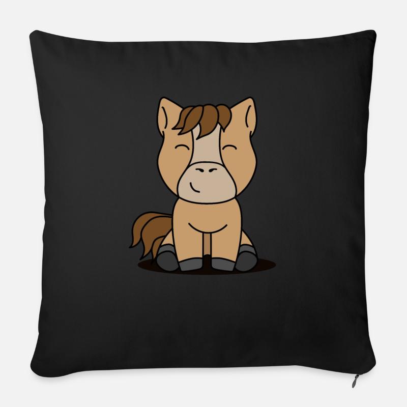 Idée cadeau cheval cadeau cheval - Housse de coussin décorative 45 x 45 cm - noir