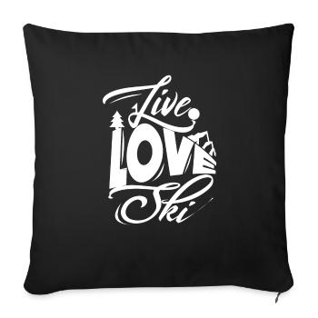 Aime le ski - Housse de coussin décorative 45 x 45 cm - noir - Devant