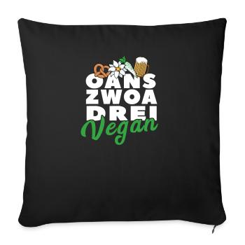 Oans Zwoa Drei Vegan weiß - Sofakissenbezug 45 x 45 cm - Schwarz - Vorne