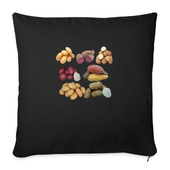 Alle Arten von Kartoffeln - Sofakissenbezug 45 x 45 cm - Schwarz - Vorne