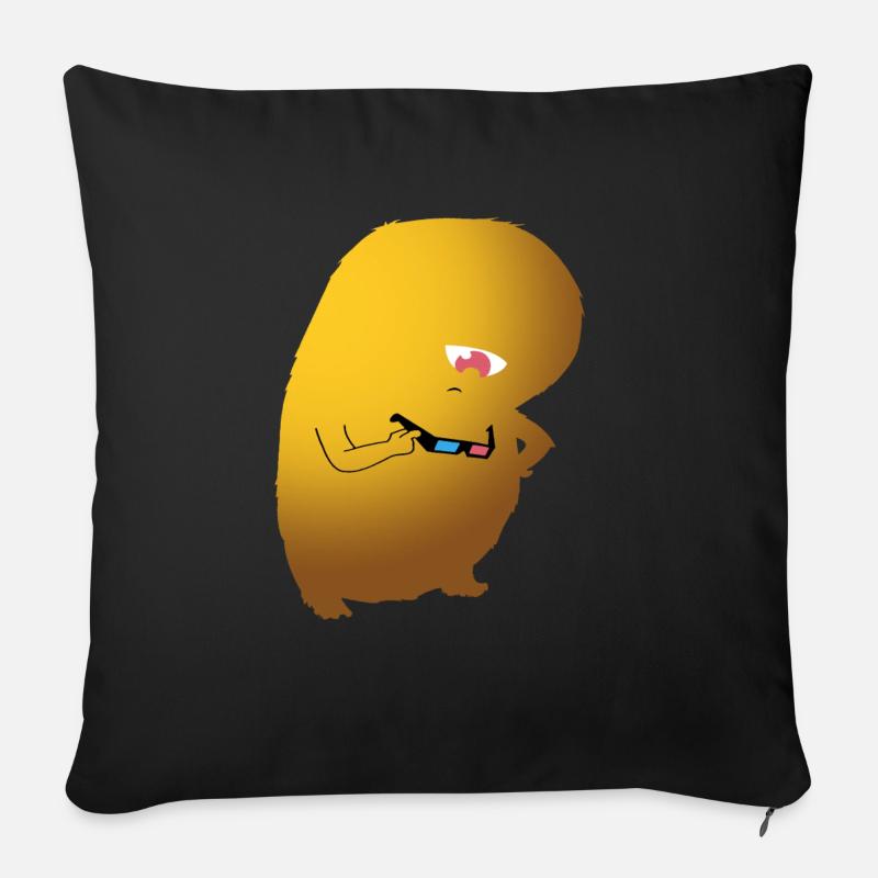 3D Brillen Monster - Sofakissenbezug 45 x 45 cm - Schwarz