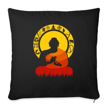 Symboles de Bouddha - Housse de coussin décorative 45 x 45 cm - noir - Devant