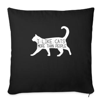 J'aime les chats mieux que les gens idée cadeau - Housse de coussin décorative 45 x 45 cm - noir - Devant