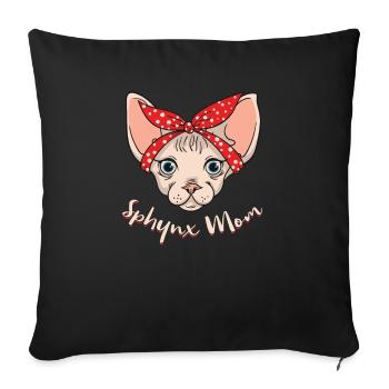 Sphynx Katzen Mutter - Sofakissenbezug 45 x 45 cm - Schwarz - Vorne