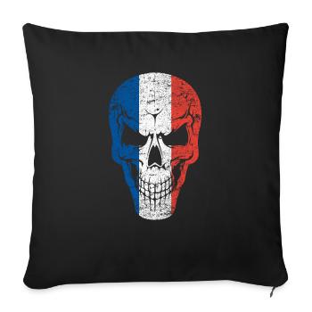 Crâne france - Housse de coussin décorative 45 x 45 cm - noir - Devant