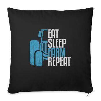 Eat Sleep Farm Répétez tracteur en disant cadeau - Housse de coussin décorative 45 x 45 cm - noir - Devant