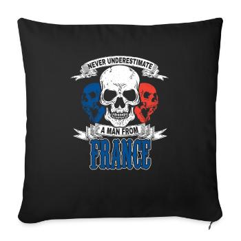 Idée cadeau bannière drapeau France - Housse de coussin décorative 45 x 45 cm - noir - Devant