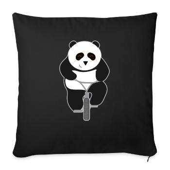 Panda rides a bicycle gift - Sofa pillowcase 17,3'' x 17,3'' (45 x 45 cm) - black - Front