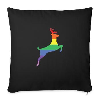 Rainbow Deer Gift Colorful Pride CSD - Sofa pillowcase 17,3'' x 17,3'' (45 x 45 cm) - black - Front