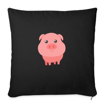 Adorable cochon mignon bébé cochon pour les amoureux des cochons - Housse de coussin décorative 45 x 45 cm - noir - Devant