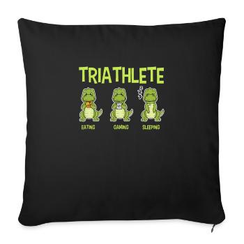 Triathlete Dinosaur T-Rex Eating Game Sleep - Sofa pillowcase 17,3'' x 17,3'' (45 x 45 cm) - black - Front