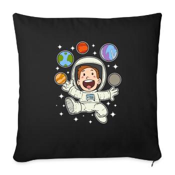 Astronaut Planet Star Space Space Space - Sofa pillowcase 17,3'' x 17,3'' (45 x 45 cm) - black - Front