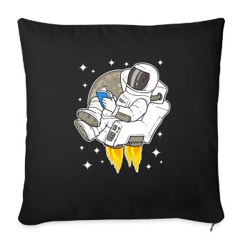 Astronaute, espace, espace, lecture, livre - Housse de coussin décorative 45 x 45 cm - noir - Devant