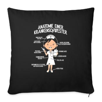 Krankenpflegerin Krankenschwester-Anatom Geschenk - Sofakissenbezug 45 x 45 cm - Schwarz - Vorne