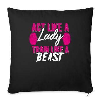 Fitness health workout fit sport training t-shirt - Sofa pillowcase 17,3'' x 17,3'' (45 x 45 cm) - black - Front